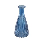 Vase verre faconne 6. 8x14. 5cm bleu jean