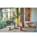 Vase en verre rose / jaune