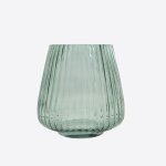Vase en verre vert d17. 7 h18cm point virgule