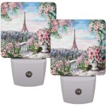 Veilleuse aquarelle paris tour eiffel decorative enfichable avec capteur automatique intelligent led ...