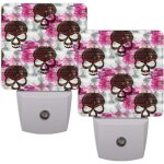 Veilleuse a branchement de fleurs squelettes avec capteur automatique, veilleuse led blanc chaud pour ...