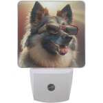 Veilleuse d�corative (chien avec lunettes de soleil), capteur automatique du cr�puscule a l'aube, lampe ...
