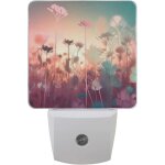 Veilleuse d�corative (fleur rose fantaisie), capteur automatique du cr�puscule a l'aube, lampe de sommeil ...