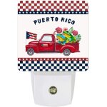 Veilleuse led a brancher, camion drapeau de porto rico sur motif a carreaux avec deux grenouilles, capteur ...