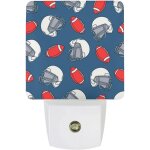 Veilleuse led avec casque de rugby dessine a la main, avec capteur automatique du crepuscule a l'aube, ...