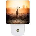 Veilleuse led a brancher cerf dans la prairie sous le lever du soleil lampe de nuit avec capteur de mouvement ...