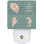 Veilleuse led a brancher, creatures oceaniques, plage, hippocampe, etoiles de mer, coquillages, cyan, ...