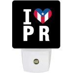 Veilleuse led a brancher drapeau de porto rico en forme de coeur i love pr lampe de nuit avec capteur ...