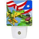 Veilleuse led a brancher drapeau de porto rico et grenouille aux yeux rouges lampe de nuit avec capteur ...