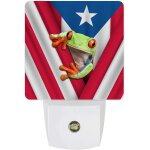 Veilleuse led a brancher drapeau de porto rico grenouille aux yeux rouges lampe de nuit avec capteur ...