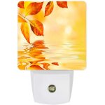 Veilleuse led a brancher d'ete surface de l'eau d'automne feuilles tombees jaune dore lampe de nuit avec ...