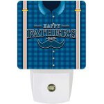 Veilleuse led a brancher pour la f��te des peres, chemise a carreaux bleu, fond du crepuscule a l'aube, ...