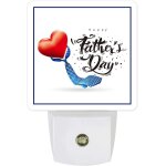 Veilleuse led a brancher pour la f��te des peres, joli motif a pois, cravate bleue, coeur d'amour rouge, ...