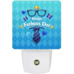 Veilleuse led a brancher pour la f��te des peres, lunettes a cravate, texture losange bleu, capteur de ...