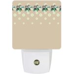 Veilleuse led a brancher avec feuilles tropicales d'ete, fleurs de la jungle zebre, couleur creme, capteur ...