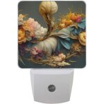 Veilleuse led florale de style baroque, luminaire d�coratif automatique du cr�puscule a l'aube, lampe ...