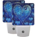 Veilleuse led en forme de coeur bleu artistique, d�coration murale automatique, capteur du cr�puscule ...