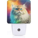 Veilleuse led en forme de chat persan arc - en - ciel avec capteur automatique du cr�puscule a l'aube, ...