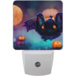 Veilleuse led en forme de chauve - souris citrouille, luminaire d�coratif automatique du cr�puscule a ...