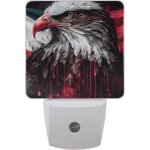Veilleuse led en forme d'oiseau drapeau rouge, luminaire d�coratif automatique du cr�puscule a l'aube, ...
