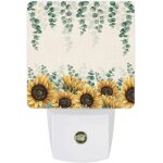 Veilleuses led a brancher en forme de tournesol et d'eucalyptus vert, du cr�puscule a l'aube, pour salon, ...