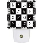 Veilleuse led a brancher note de musique motif de couture noir et blanc lampe de nuit avec capteur de ...