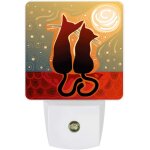 Veilleuse led a brancher avec ombre de chat, montre la lune, crepuscule a l'aube, capteur de mouvement, ...