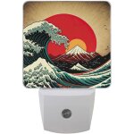 Veilleuse led ondul�e de style japonais, luminaire d�coratif automatique du cr�puscule a l'aube, lampe ...