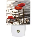 Veilleuse led a brancher, peinture a la main, motif eau de coquelicot rouge, capteur de mouvement du ...