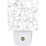 Veilleuse led avec personnages de lignes noires d'art abstrait, avec capteurs du cr�puscule a l'aube, ...