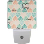 Veilleuse led r�tro en forme de coeur, d�coration automatique du cr�puscule a l'aube, lampe de sommeil ...