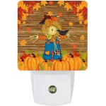 Veilleuse led rtro en forme d'pouvantail, citrouille, grain de bois, avec capteurs, du crpuscule a ...
