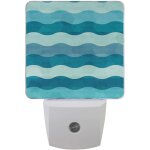 Veilleuse led a vagues sarcelle abstraite, luminaire d�coratif automatique du cr�puscule a l'aube, lampe ...