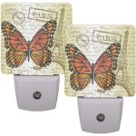 Veilleuse papillon tour eiffel avec capteur automatique, veilleuse led blanc chaud pour chambre a coucher, ...