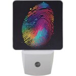 Veilleuse a brancher sur le mur, impression d'empreintes digitales arc - en - ciel, capteur automatique ...