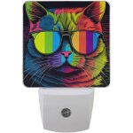 Veilleuse a brancher sur le mur, v�tement pour chat, impression arc - en - ciel, capteur automatique ...