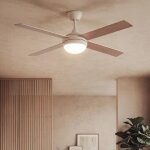 Ventilateur de plafond avec eclairage silencieux dc pales en bois navy evo bois t�l�commande grand (entre ...