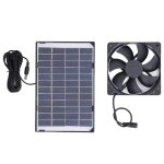 Ventilateur solaire portable 6w 12v - polysilicium - camping animaux 2025