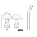 Verre a cocktail champignon avec paille pour boissons, verres a vin transparents cratifs, tasses a caf, ...
