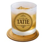 Verre d�poli cuv�e de tatie avec sous - verre assorti