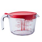Verre doseur pyrex mesureur 1l + couvercle classique