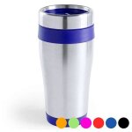 Verre en inox avec finition brillante (450 ml) - mug tasse de voyage pour caf et boissons couleur - ...