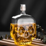 Verre a shot tte de crne cratif en cristal, 1 pice, tasse a vin, carafe a whisky, bouteille transparente, ...