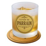 Verre avec sous - verre cuv�e de parrain