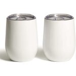 Verre a vin 35 cl, double paroi, isotherme sous vide, avec couvercle. verre isotherme sans pied en acier ...