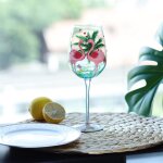 Verre a vin 42cl flamant rose peint a la main cadeau de saint valentin anniversaire pour femme copine ...