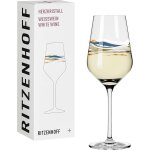 Verre a vin blanc 300 ml - srie herzkristall n 7 - avec motif de paysage en or rose