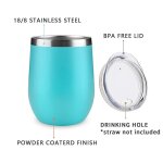 Verre a vin isotherme sans pied en acier inoxydable avec couvercle ¿ parfait pour les boissons chaudes ...