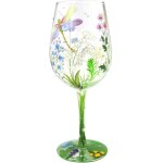 Verre a vin peint a la main libellules colores fleurs verre a vin rouge pour anniversaire, mariage, ...