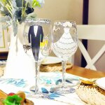 Verres a vin peints a la main de mariage coupe de marié de mariée, verre a champagne sans plomb, ustensiles ... Verres a vin peints a la main de mariage coupe de marié de mariée, verre a champagne sans plomb, ustensiles ...